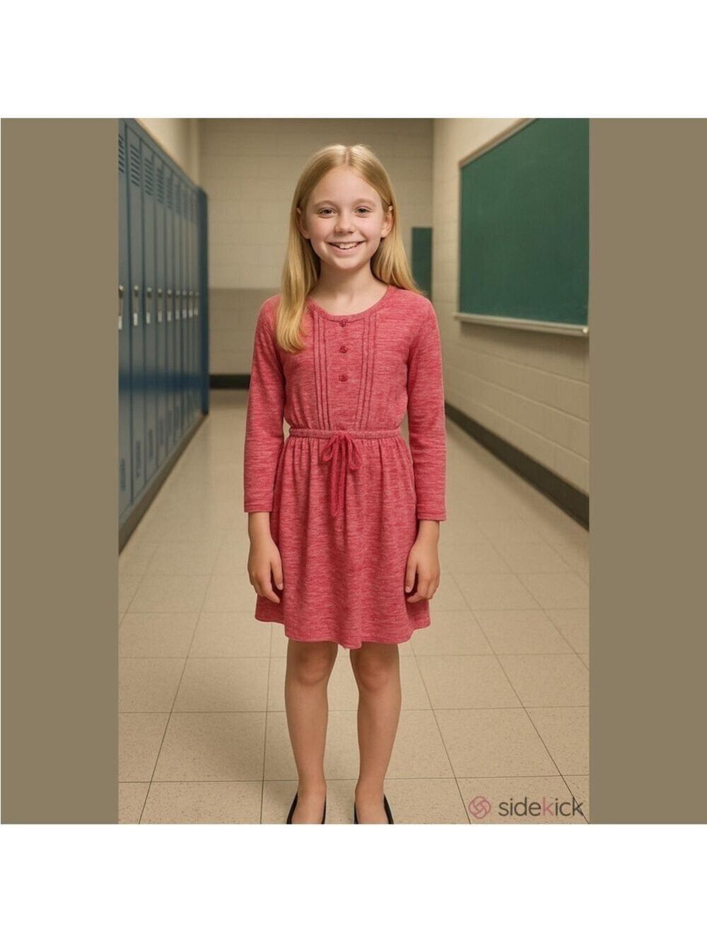 Gap Kids pink Spacedye long sleeve drawstring waist dress kids Large 10-11 yrs
